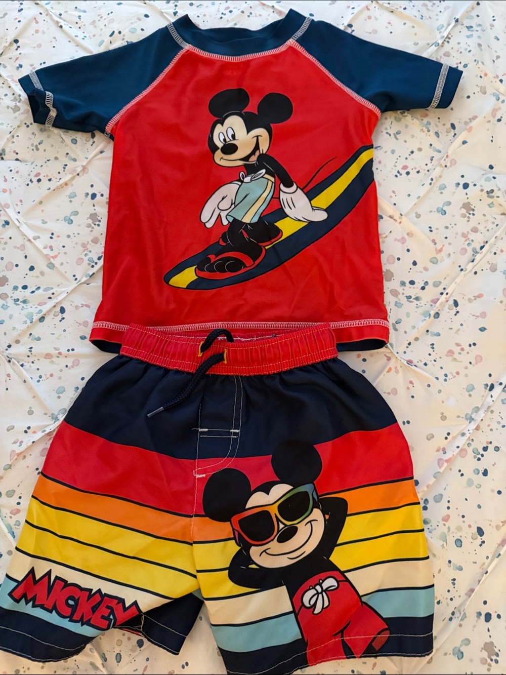 Disney Mickey Mouse Kids Red & Navy Swim Set